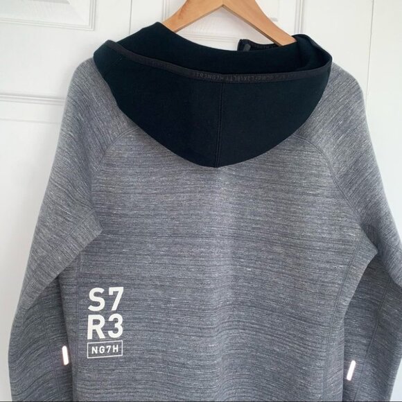 Reebok Hoodie  Women's Size Large Grey Heathered Black Zip-Up Sweater “S7R3NG7H” - Picture 7 of 8